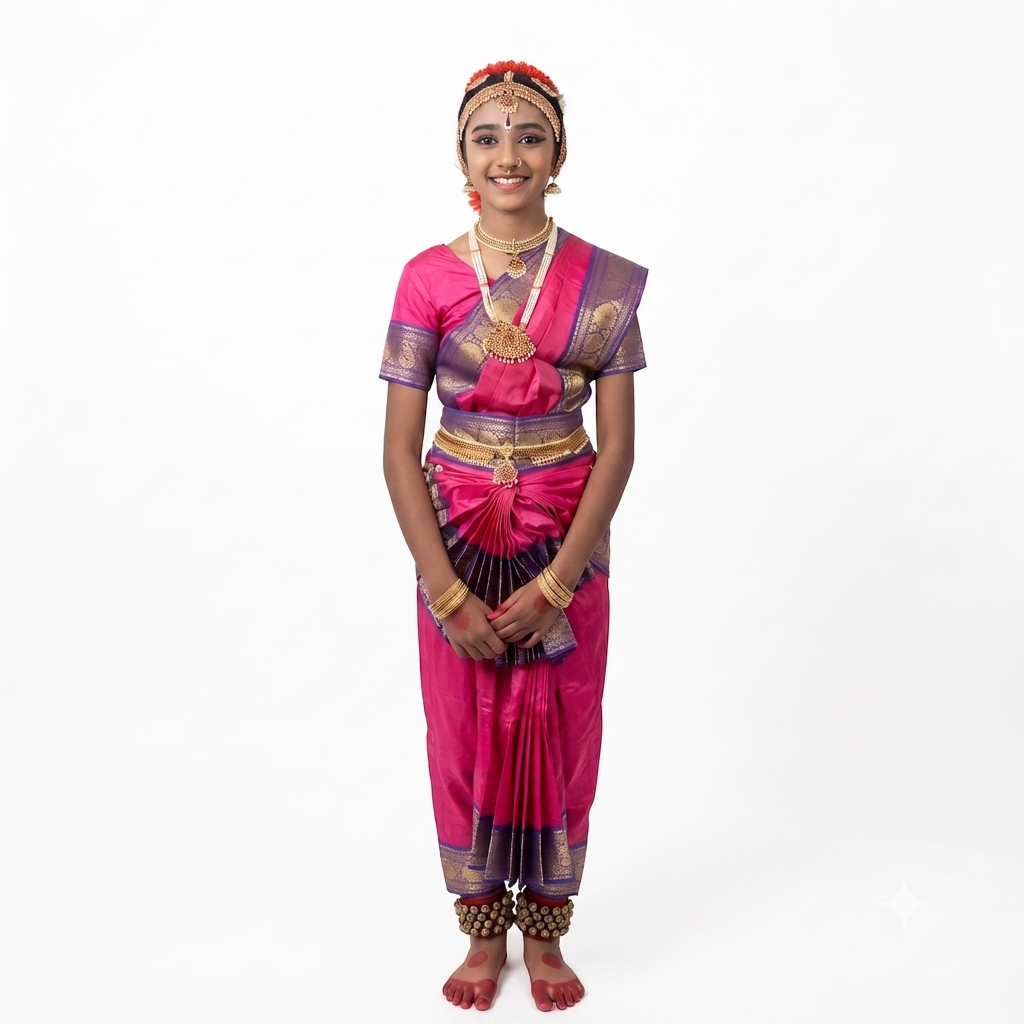 bharatham pink costume Bharathnatyam Spl(6pcs) - Image 1