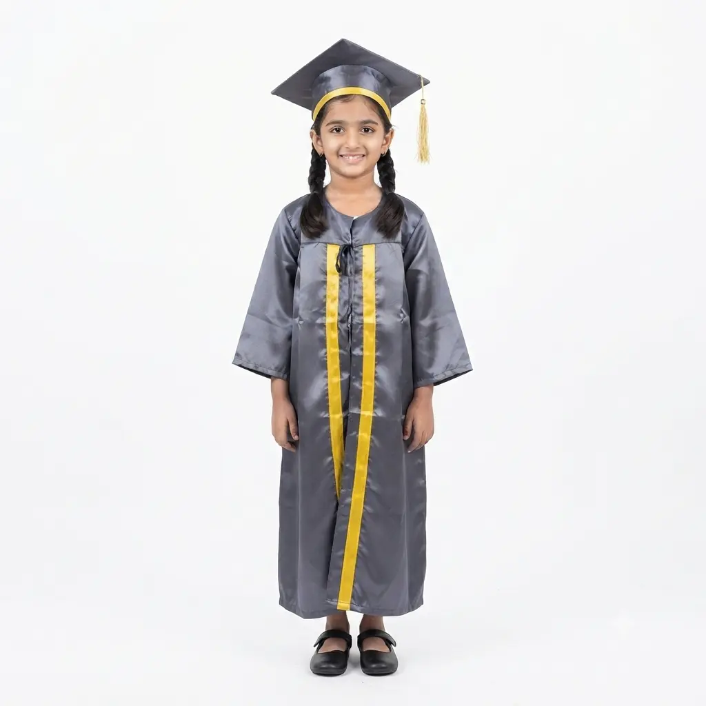 Graduation Silver Graduation Gown With Cap Kids - Image 1