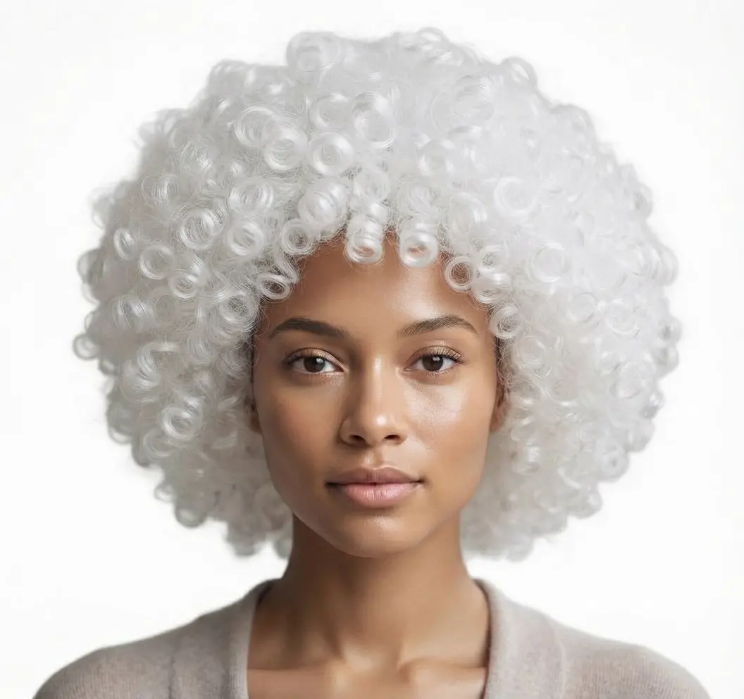 White Curley HairRent 150 White Curley Wig - Image 1
