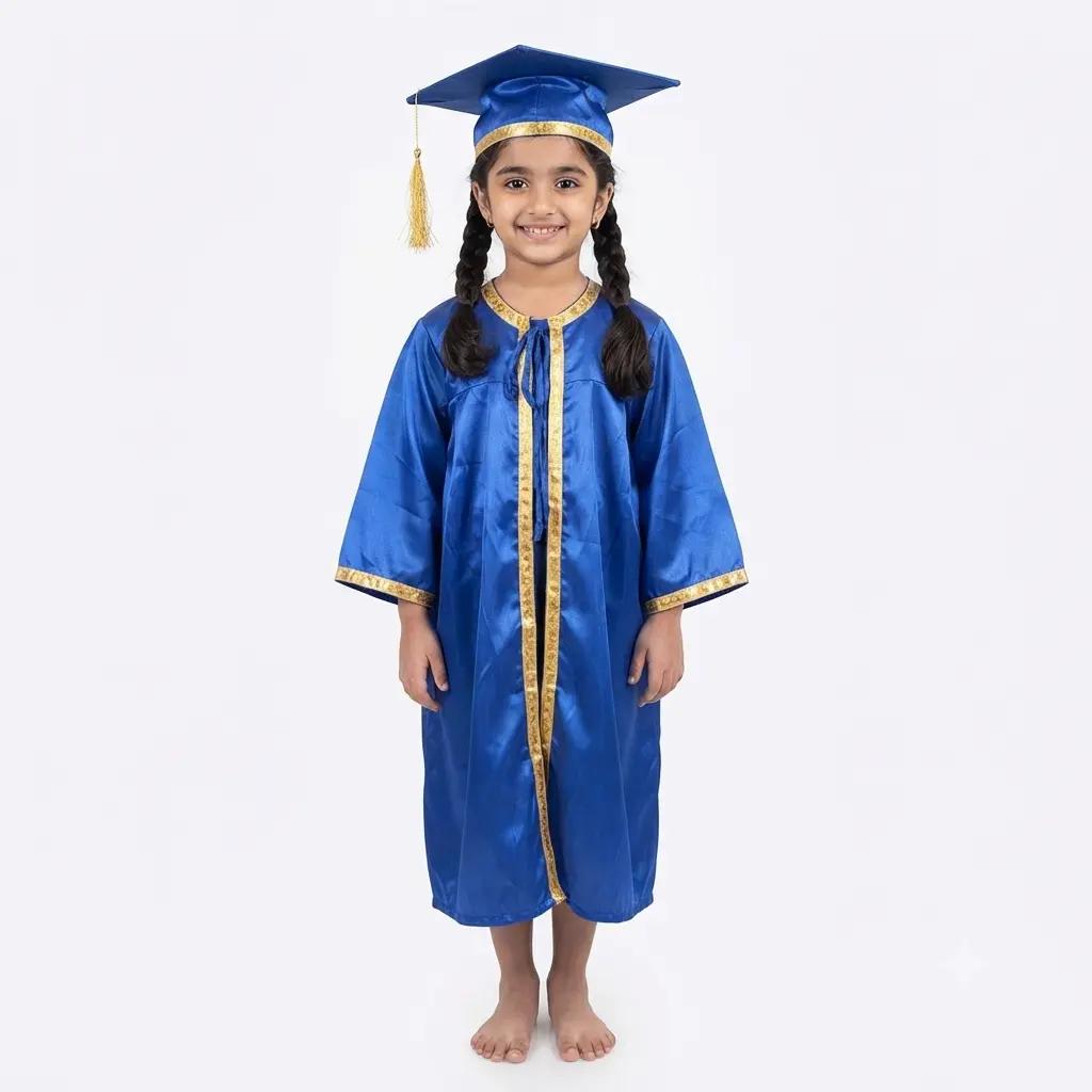 graduation dark Blue Graduation Gown With Cap Adult - Image 1